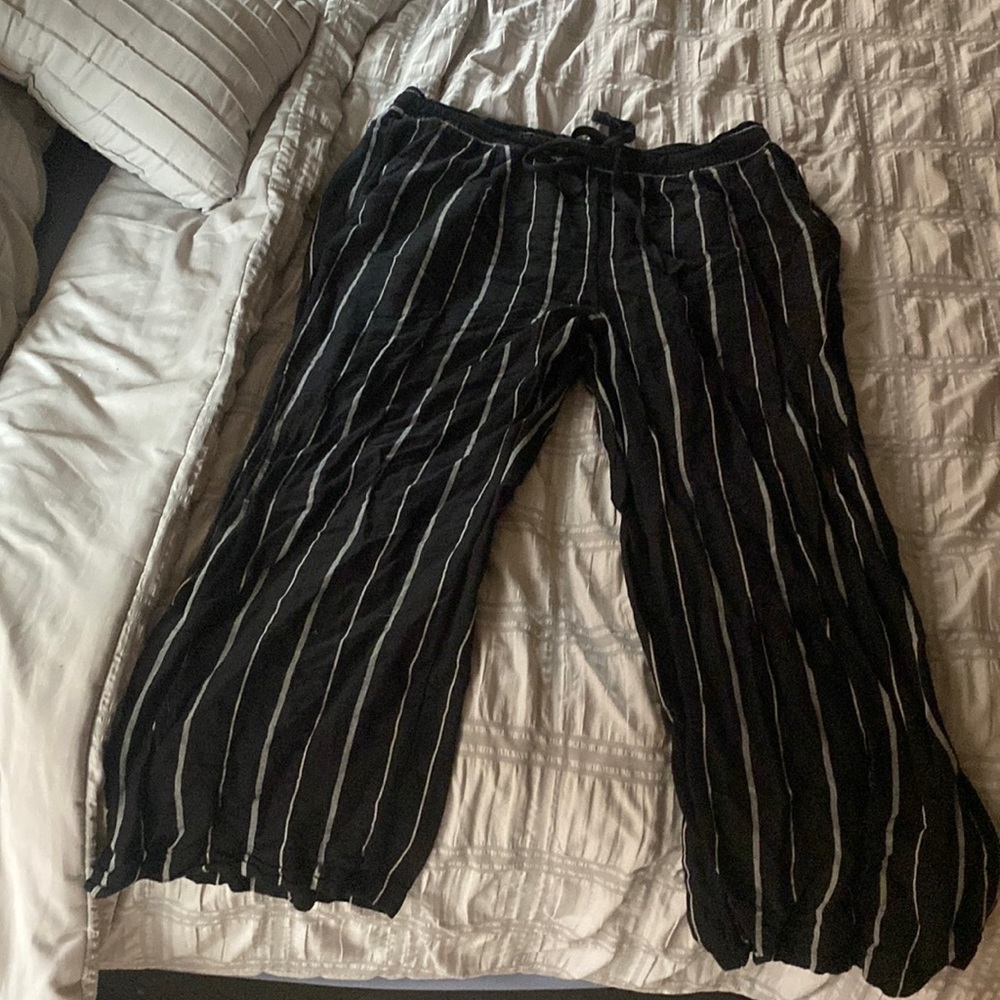high waist striped wide legged pant